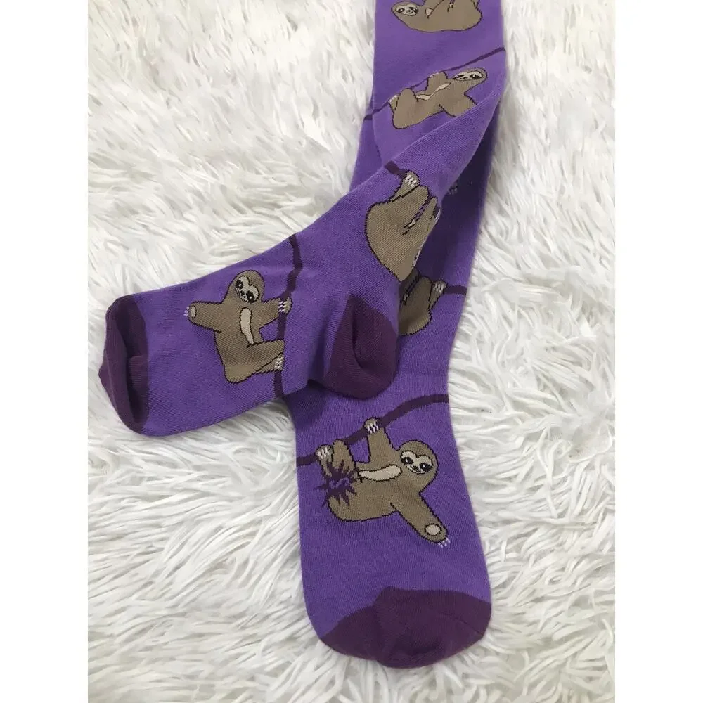 NWT SOCK IT TO ME SLOTH KNEE HIGH SOCKS DERBY STYLISH PURPLE CUTE SLOW WAVE